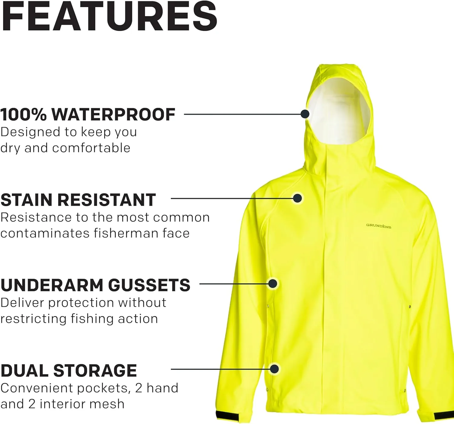 Grundens Mens Neptune Commercial Fishing Jacket | Waterproof, Adjustable