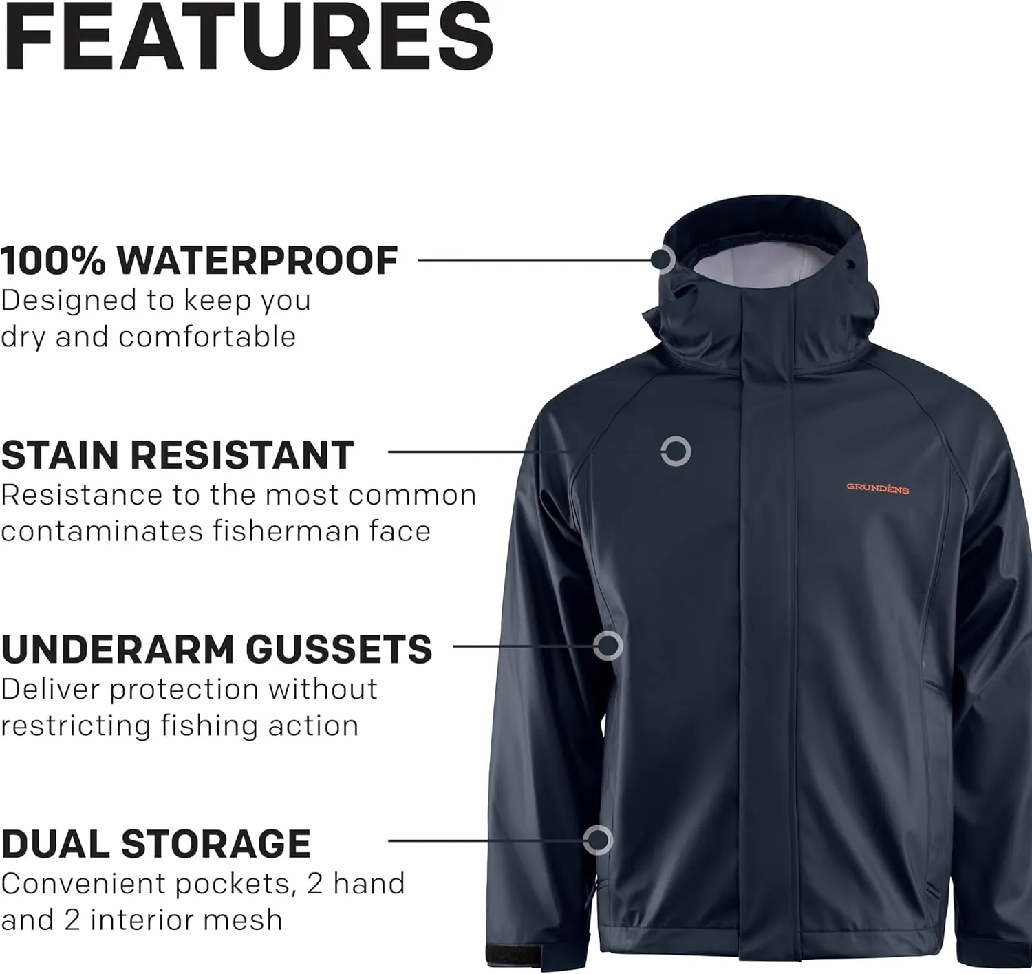 Grundens Mens Neptune Commercial Fishing Jacket | Waterproof, Adjustable
