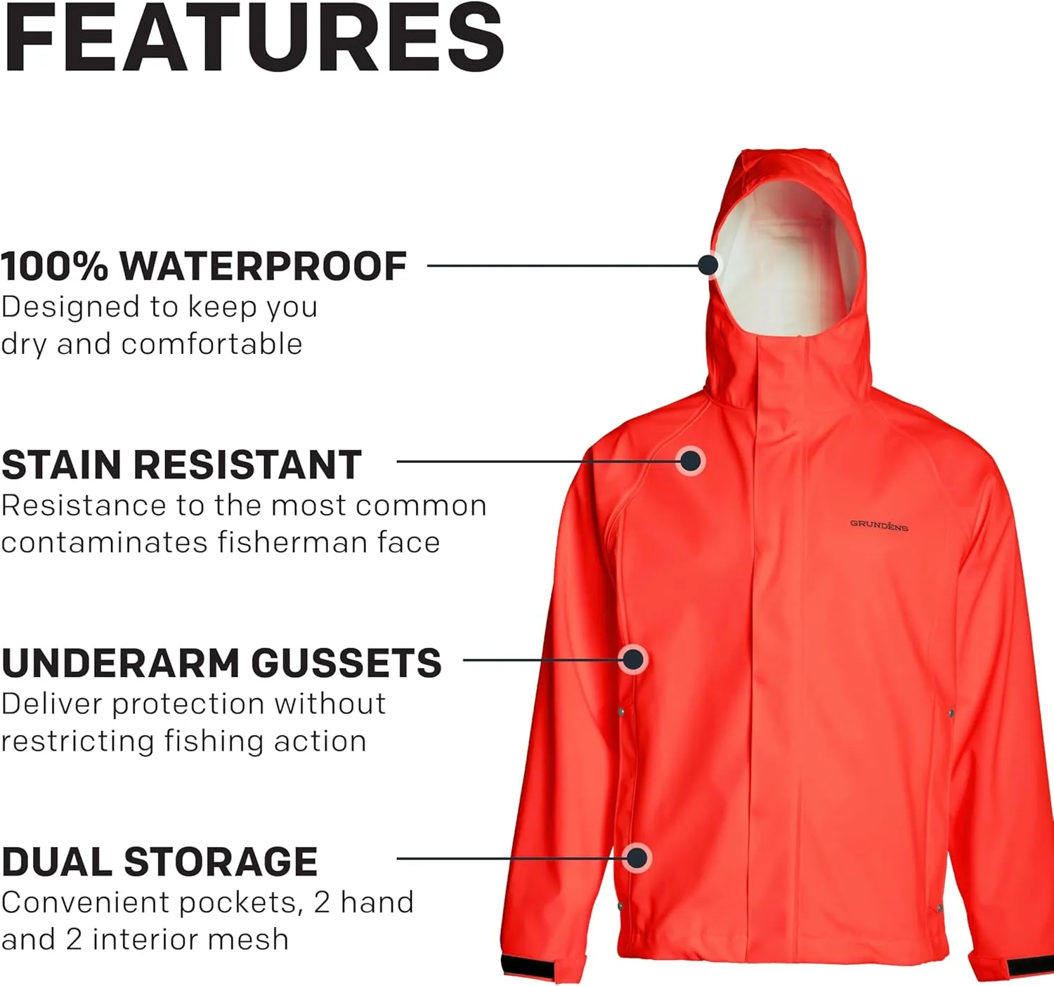 Grundens Mens Neptune Commercial Fishing Jacket | Waterproof, Adjustable