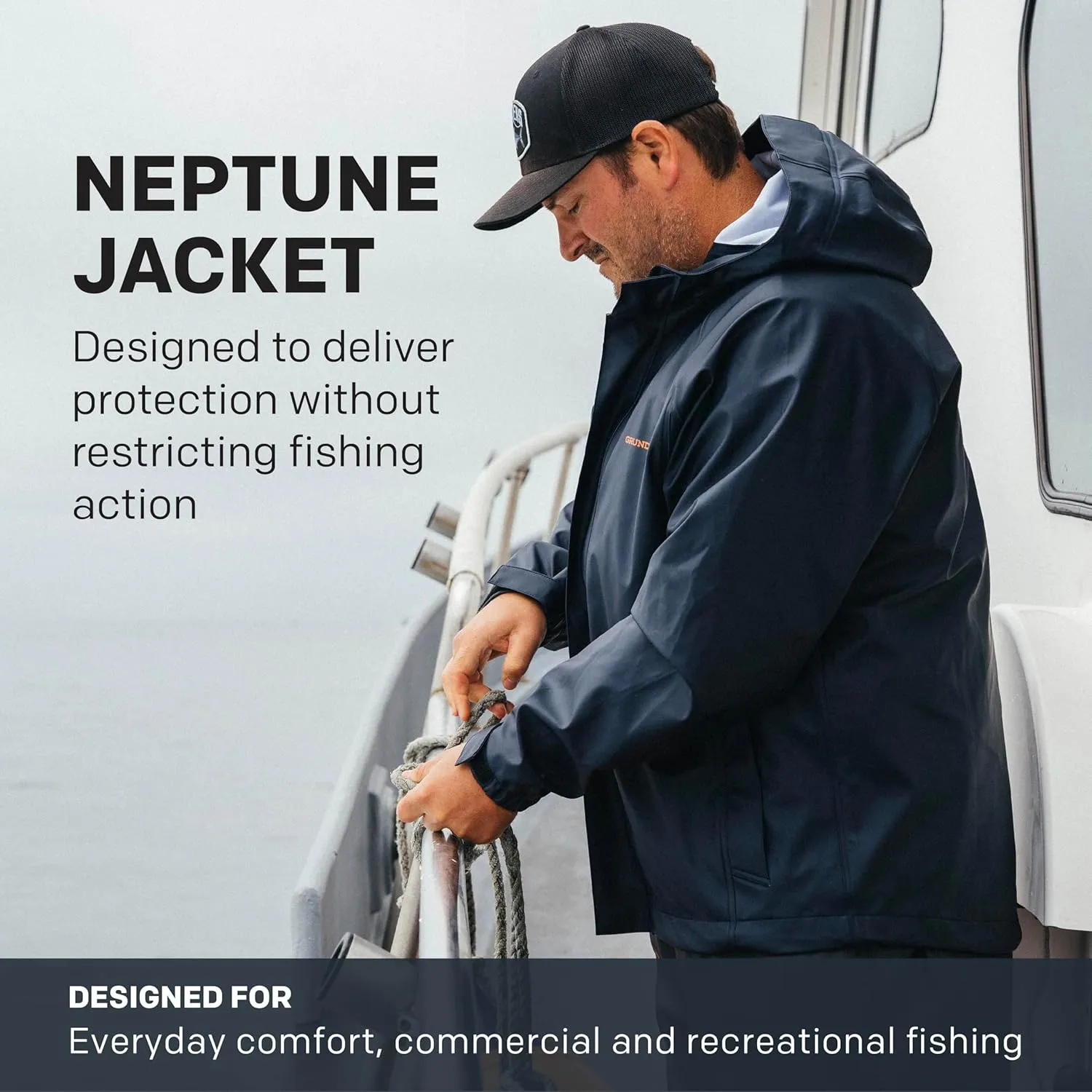 Grundens Mens Neptune Commercial Fishing Jacket | Waterproof, Adjustable