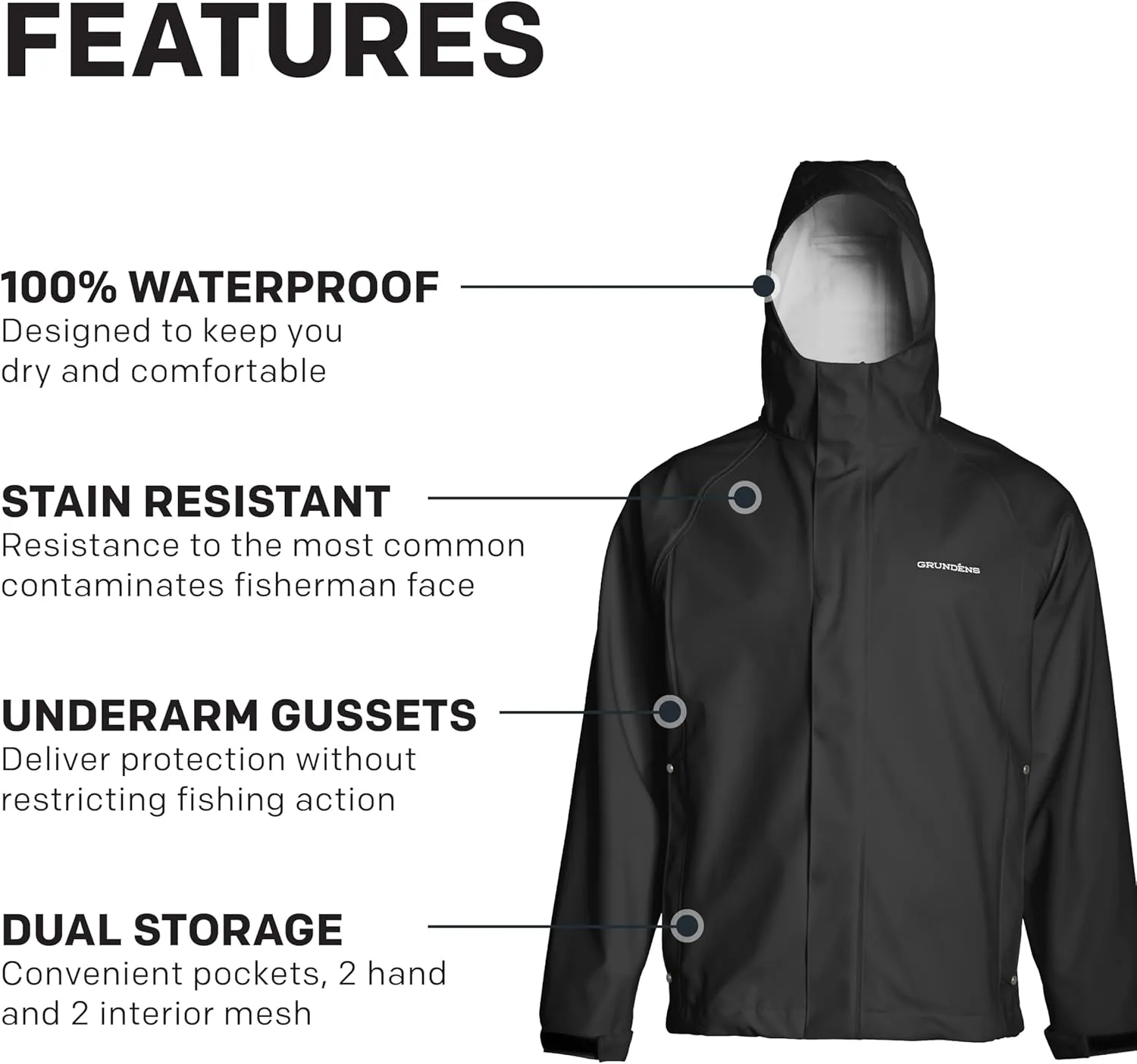 Grundens Mens Neptune Commercial Fishing Jacket | Waterproof, Adjustable