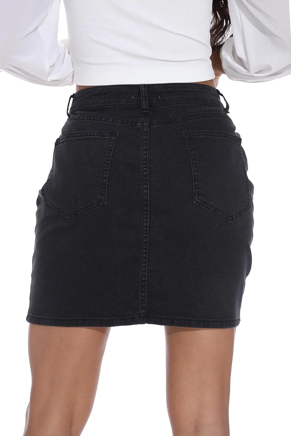 GUANYY Womens Mini Denim Skirt-Casual Stretch Slim Fit High Waisted Jean Skirts