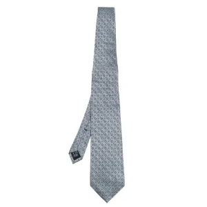 Gucci Metallic Grey Micro Motif Jacquard Silk Tie