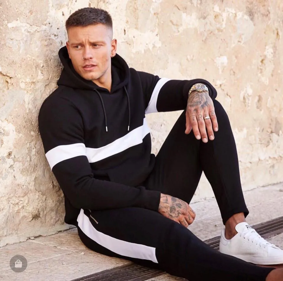 Hanrae Mens Breathable Hoodies  Slim Fit Elastic Waist Sport Suits