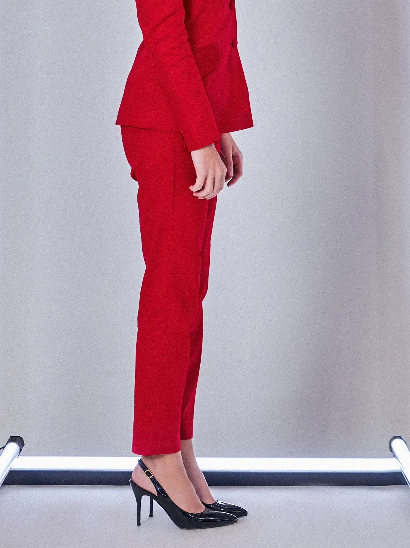 High Waist Trouser in Crimson Red