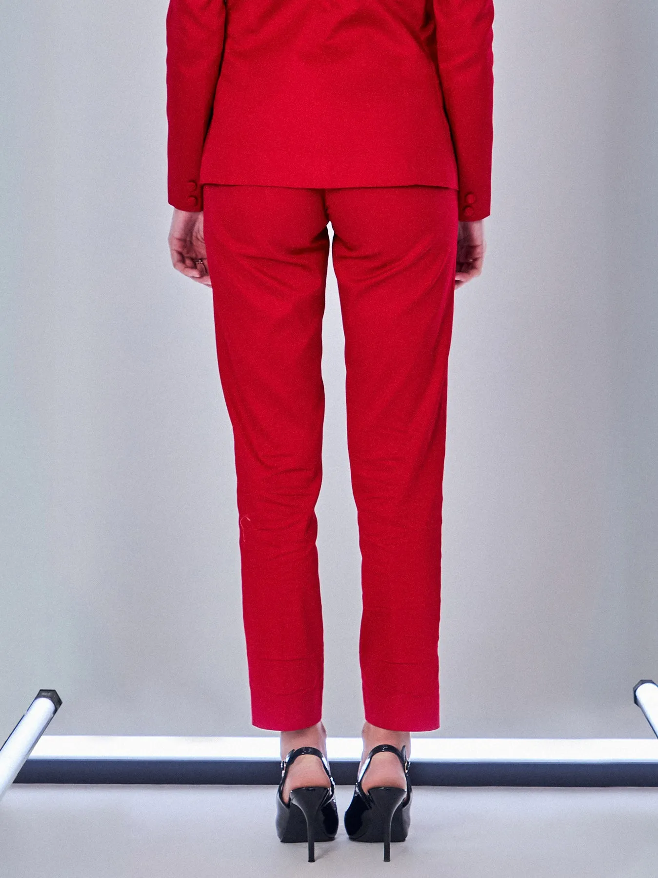 High Waist Trouser in Crimson Red