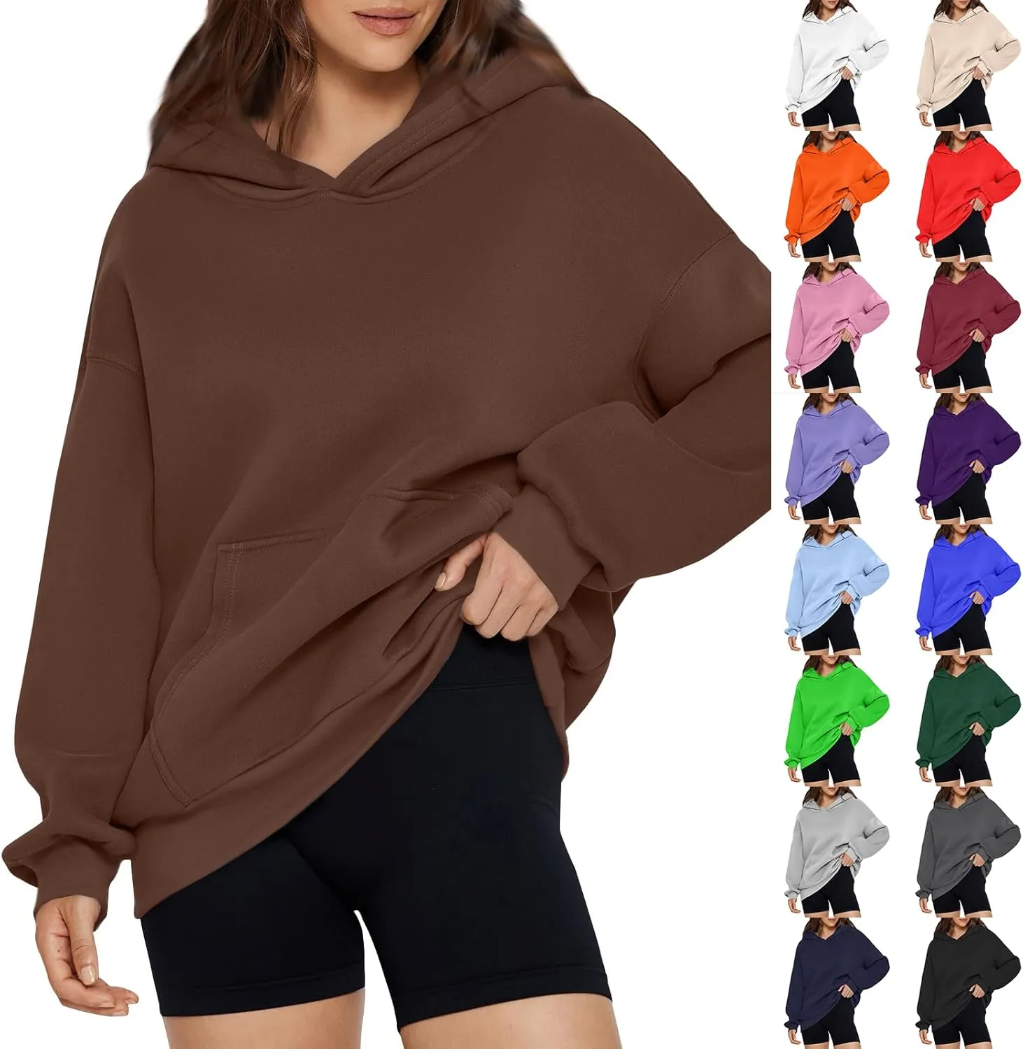 Hoodies for Women Fleece Long Sleeve Hoodies Pullover Loose Fit Oversized Sweatshirts with Pocket Fall Fashion Outfits
