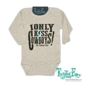 I Only Kiss Cowboys - L/S Infant One Piece - Oatmeal