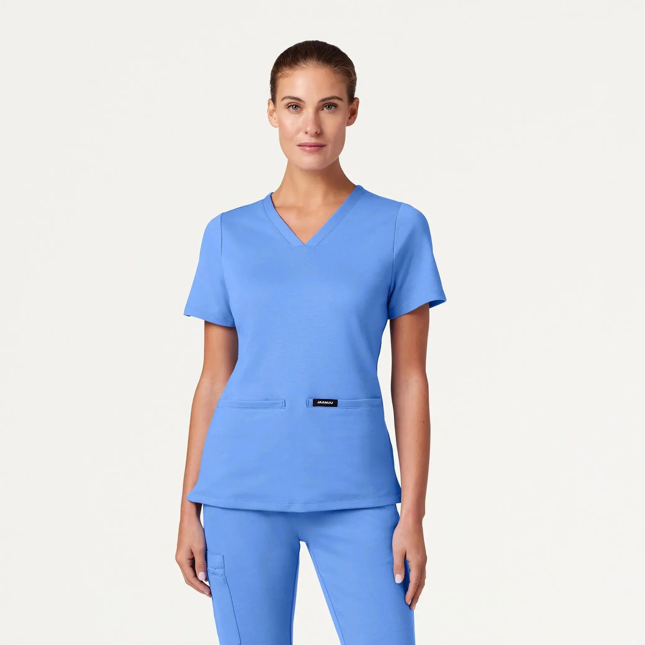 Jaanuu Women's Cesi Slim ULTRAsoft Scrub Top - Ceil Blue