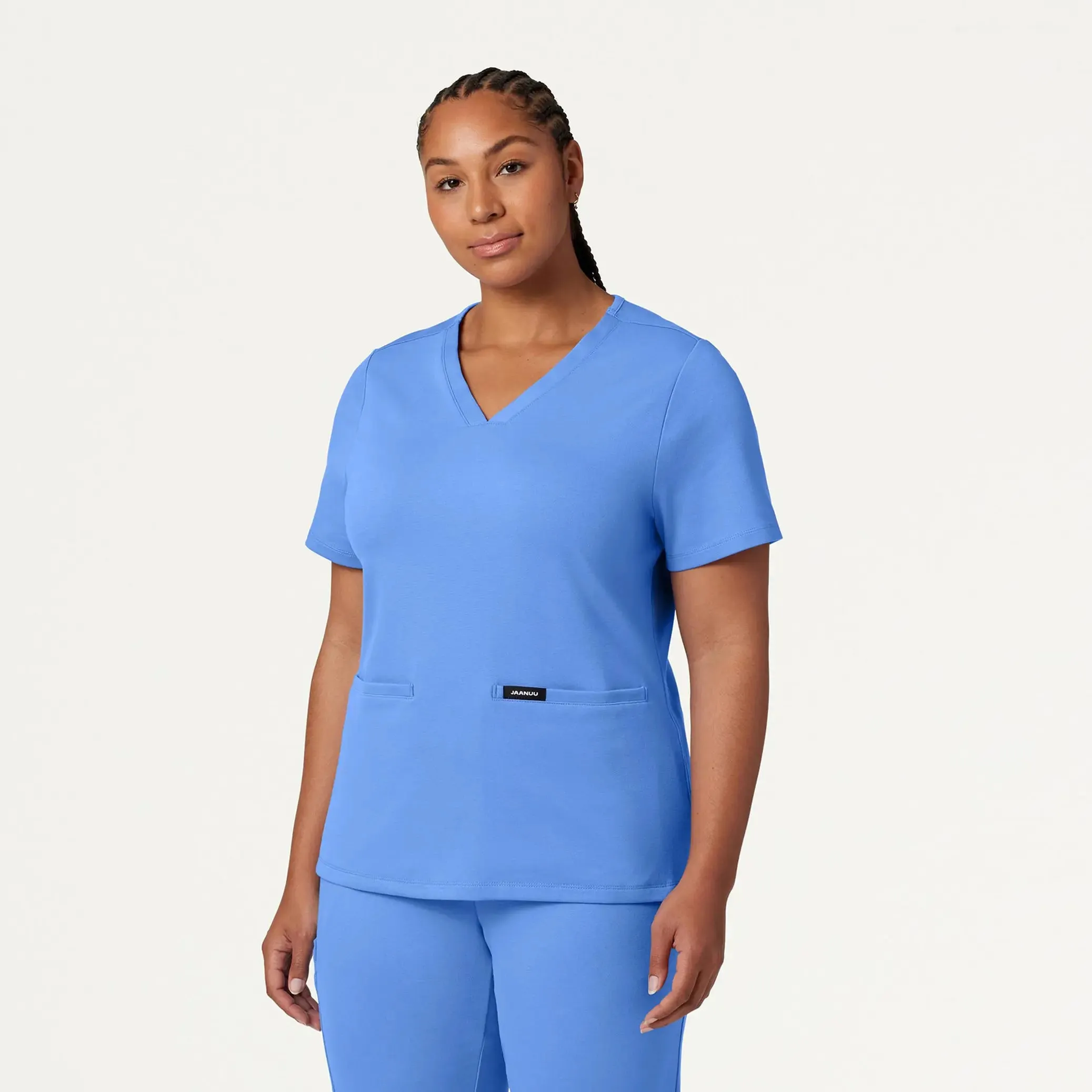 Jaanuu Women's Cesi Slim ULTRAsoft Scrub Top - Ceil Blue