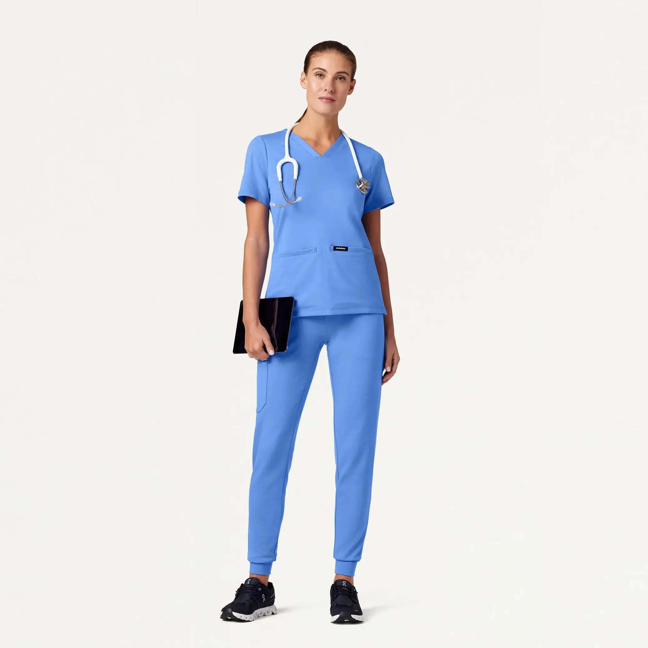 Jaanuu Women's Cesi Slim ULTRAsoft Scrub Top - Ceil Blue