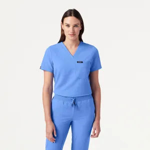 Jaanuu Women's Rhena Slim Essential 1-Pocket Scrub Top - Ceil Blue