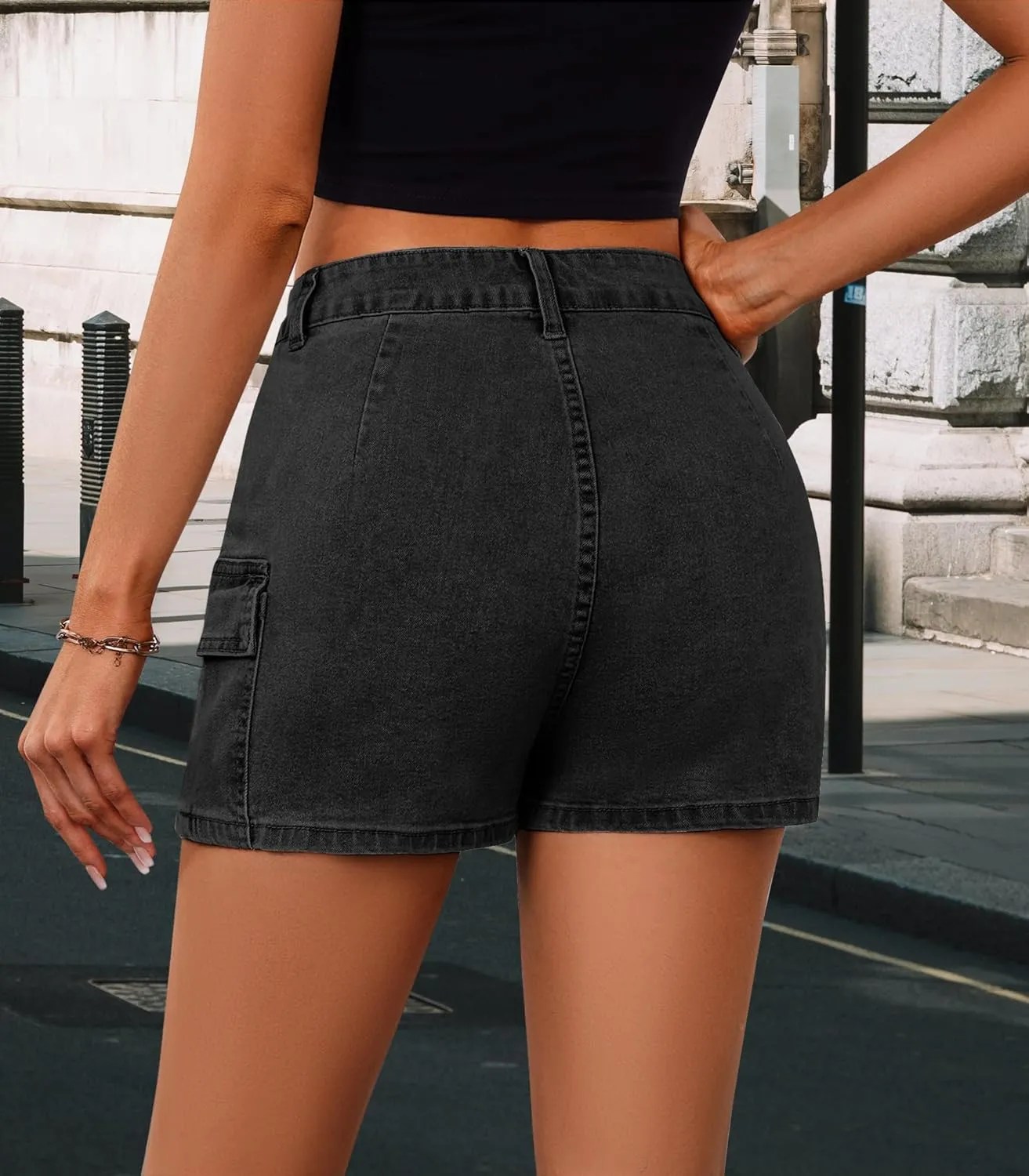 Jean Skorts Skirts for Women Denim High Waisted Two Side Slit Mini Y2K Casual Shorts with Pockets