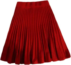 Knitted Pleated Short Skirt for Women Spring Winter Elastic High Waisted Casual Party All-Match Mini Skirt
