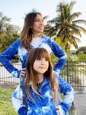 Ladies Minky Bubble Zip Hoodie - Tie Dye