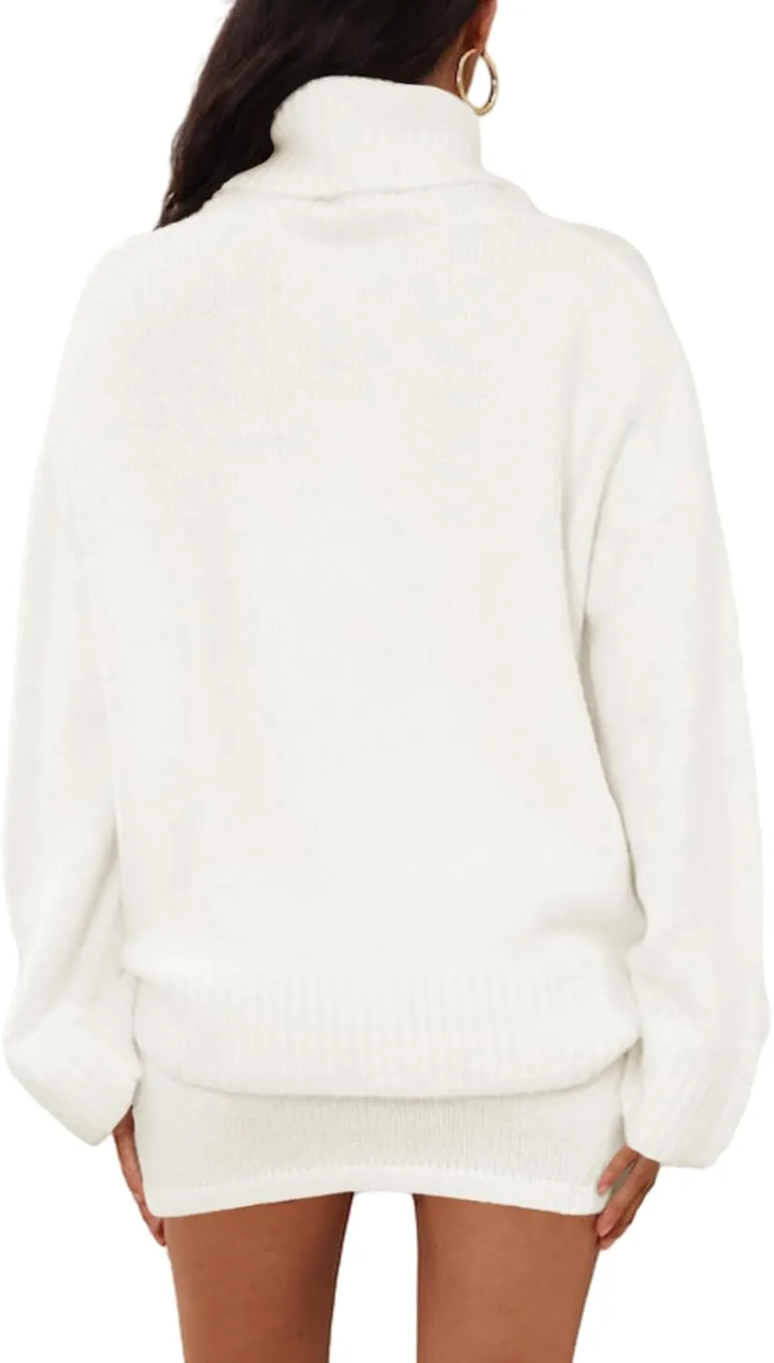Langwyqu Womens 2 Piece Outfits Sweater Sets Turtleneck Oversized Sweaters and Mini Skirts Fall Trendy Loungewear