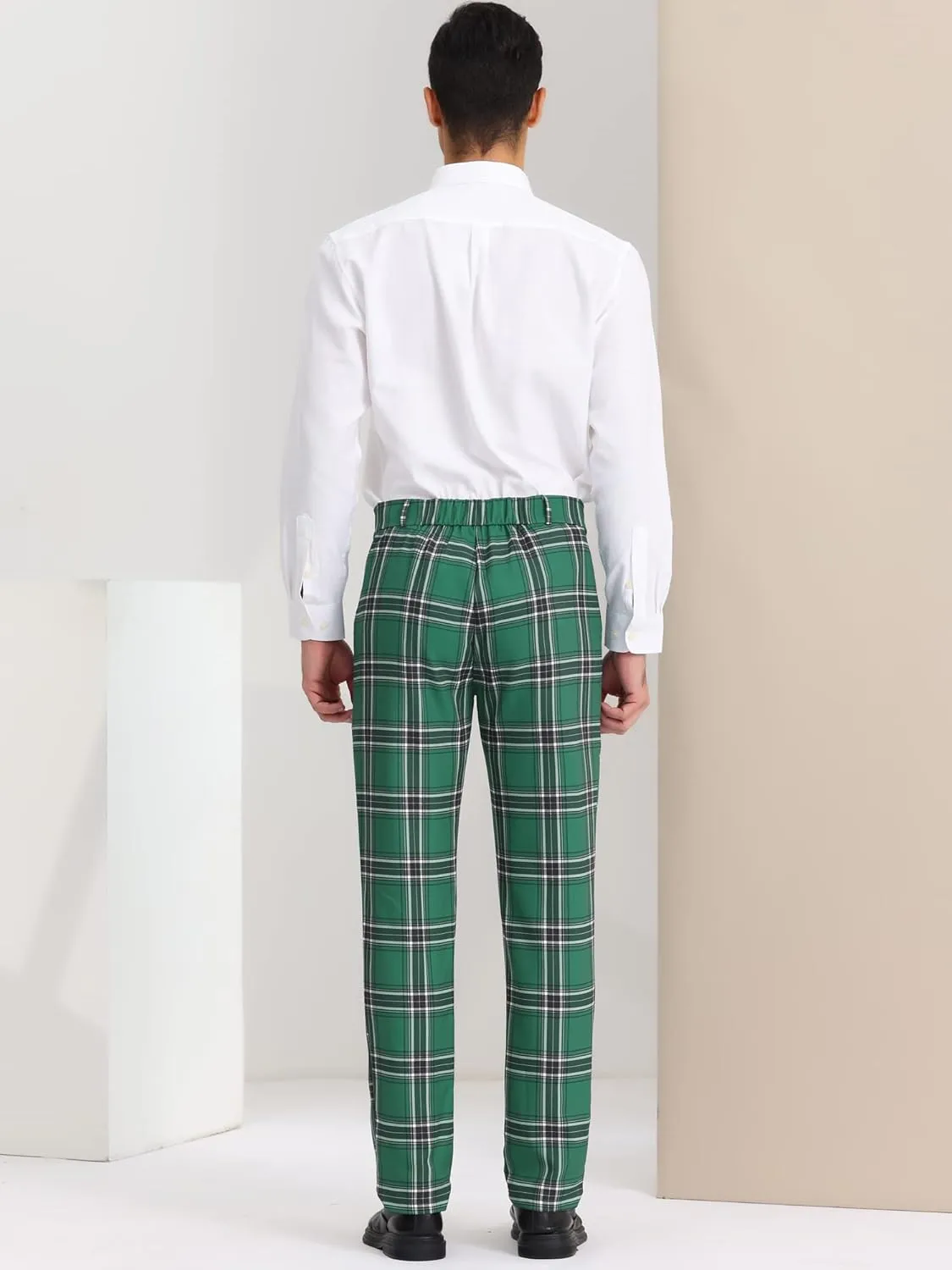 Lars Amadeus Men's Plaid Dress Pants Regular Fit Formal Business Checked Trousers