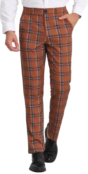 Lars Amadeus Men's Plaid Dress Pants Regular Fit Formal Business Checked Trousers