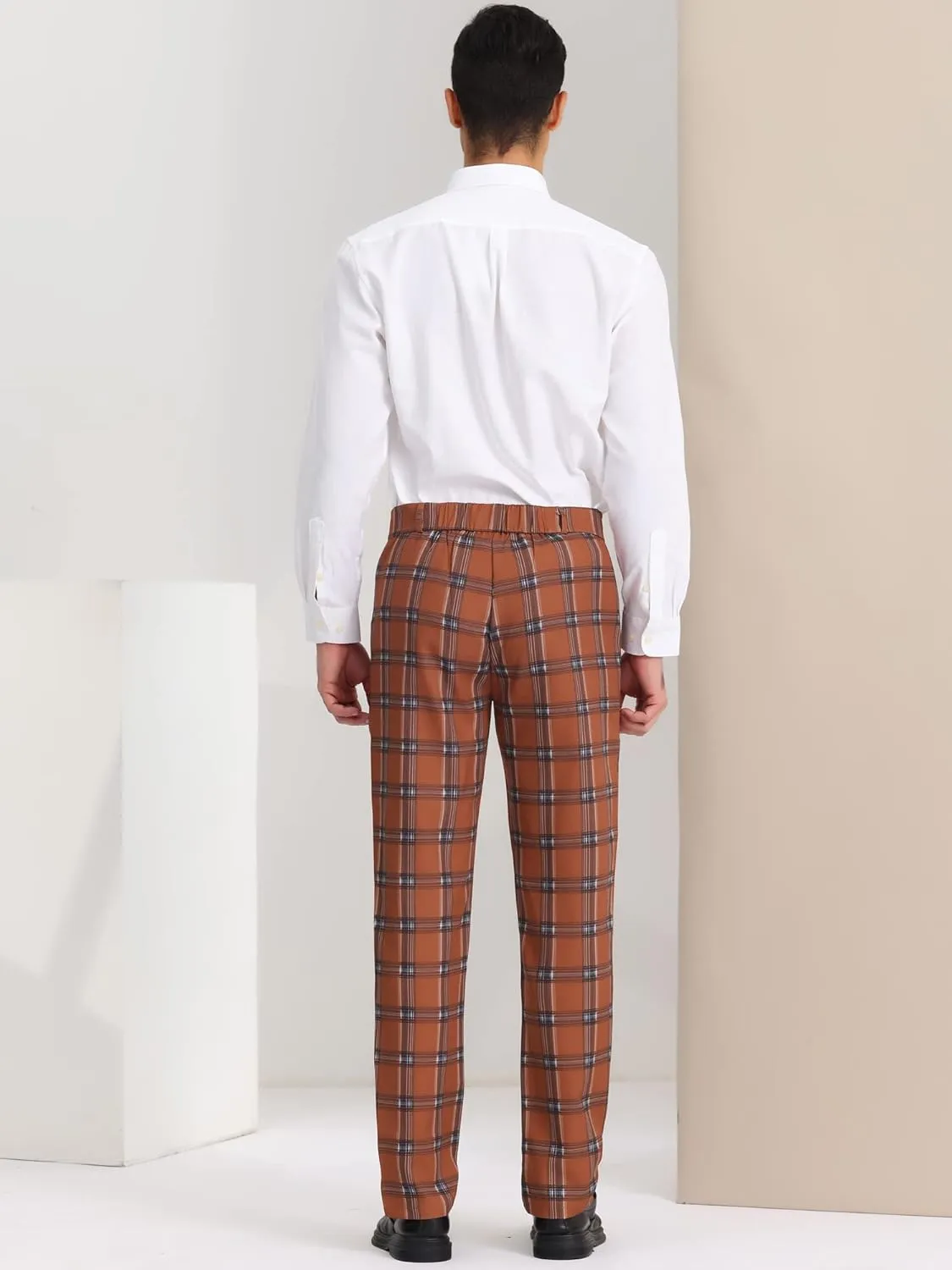 Lars Amadeus Men's Plaid Dress Pants Regular Fit Formal Business Checked Trousers