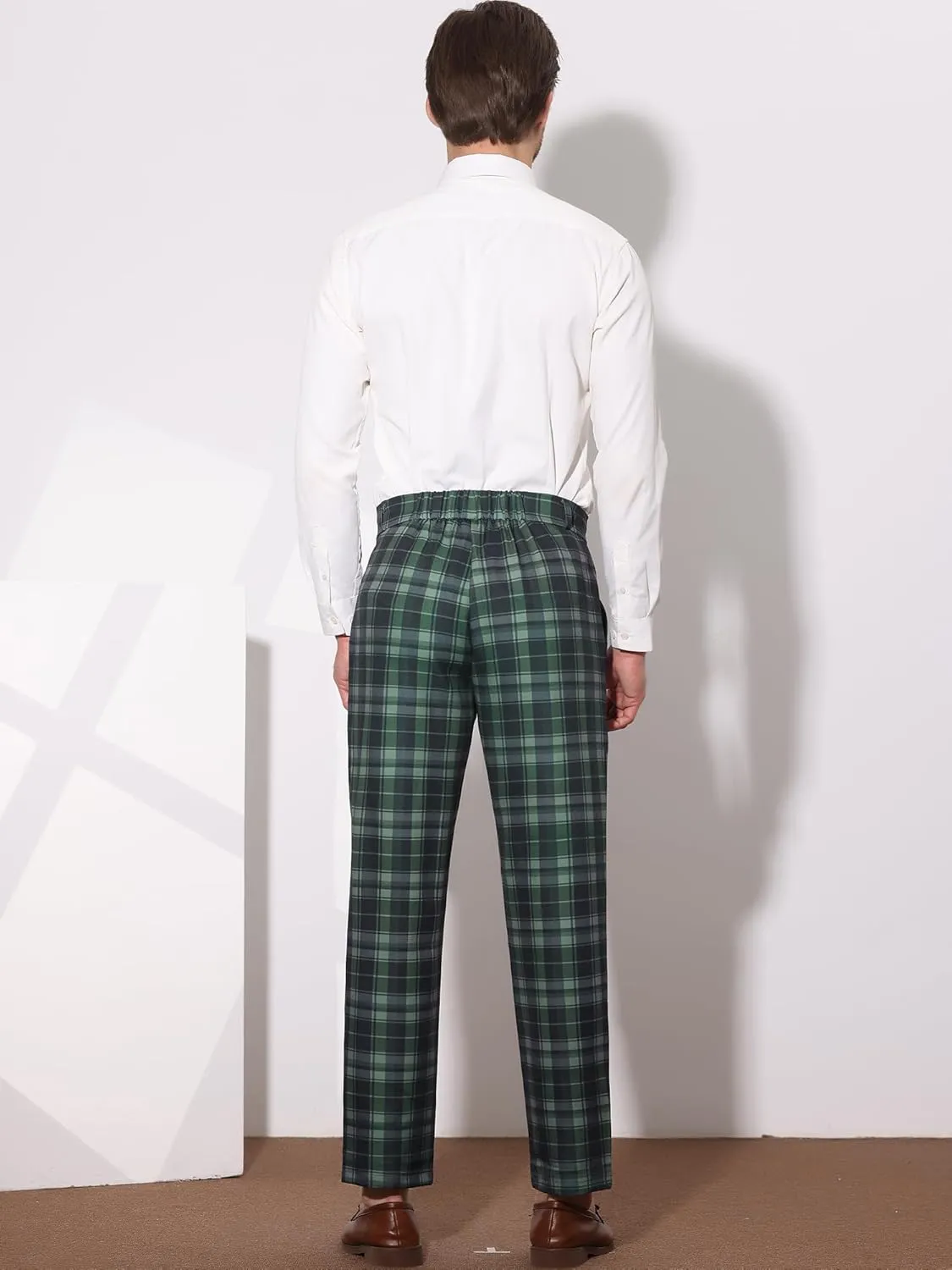 Lars Amadeus Men's Plaid Dress Pants Regular Fit Formal Business Checked Trousers
