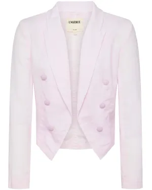 Lilac Snow Linen Wayne Crop Double Breasted Jacket