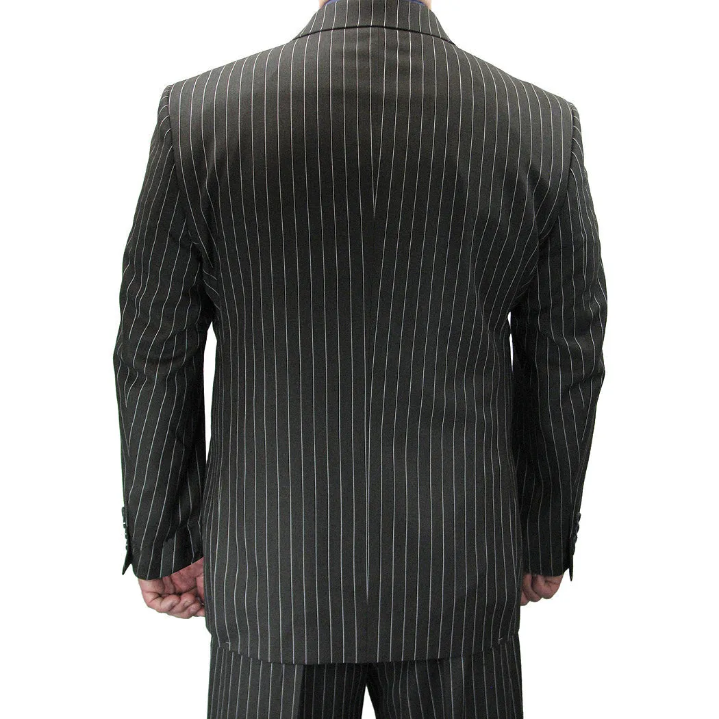 Luxurious Men's Gangster Stripe Suit Charcoal Gray