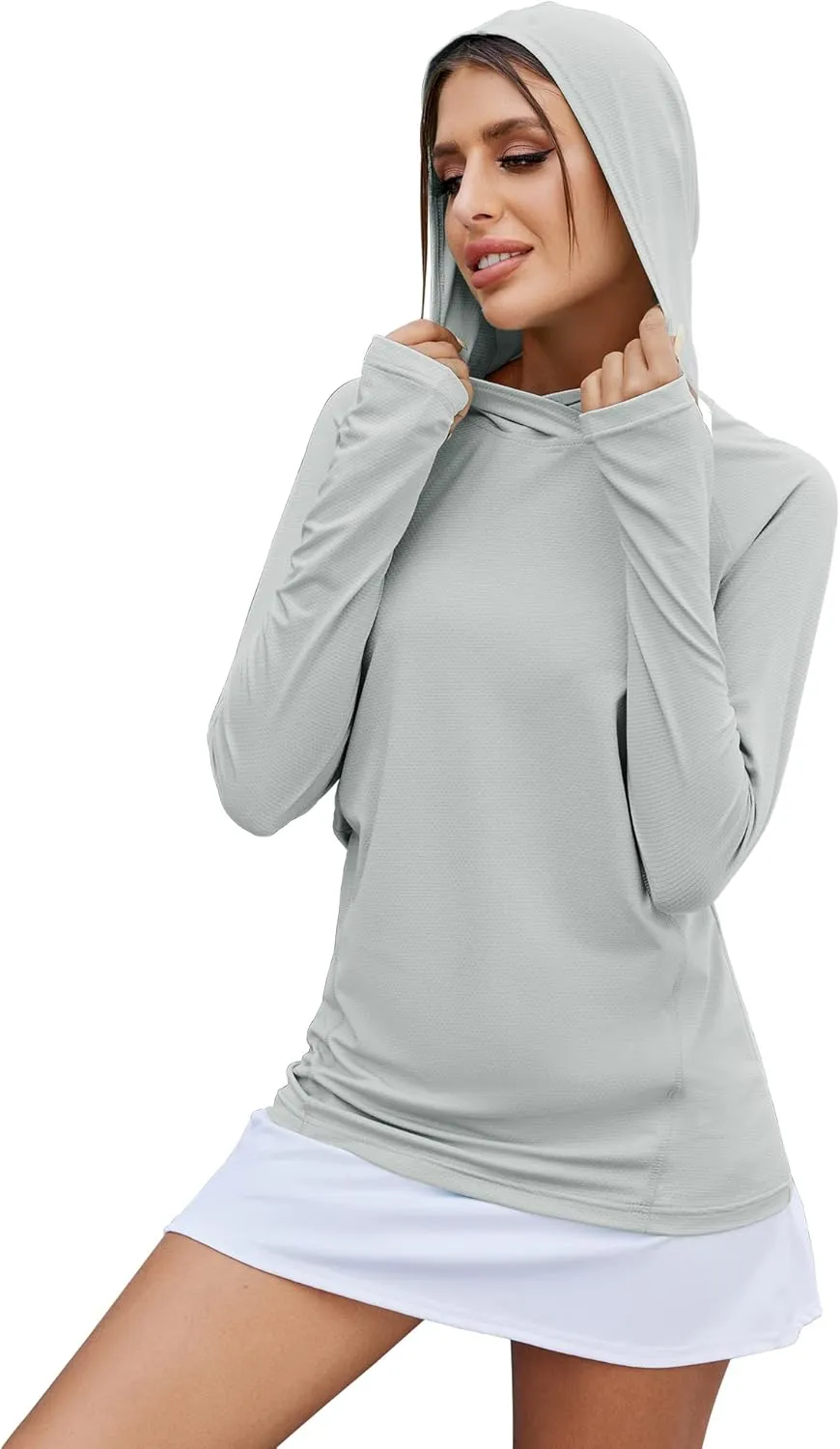 LUYAA Women's UPF 50  Sun Protection Hoodie Breathable Stretch Hiking Shirts Long Sleeve for Running Outdoor Workout