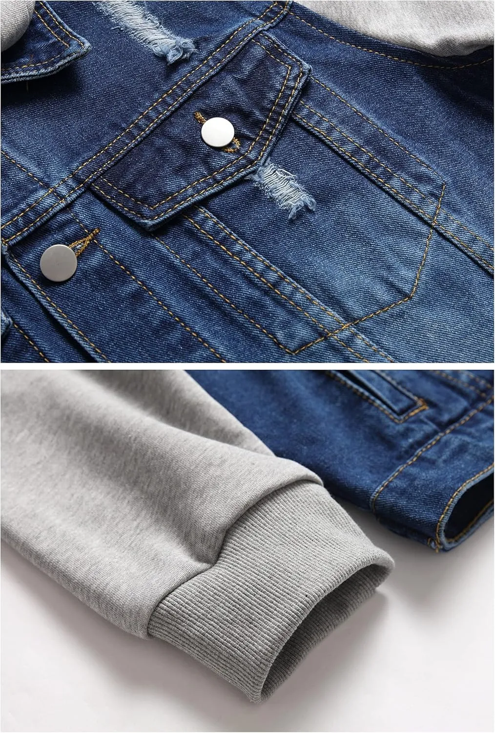 LZLER Hoodie Jean Jacket for Men,Casual Slim Fit Men's Denim Jacket with Hood