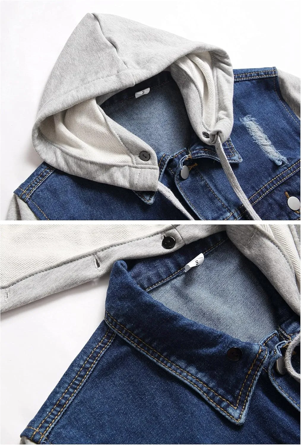 LZLER Hoodie Jean Jacket for Men,Casual Slim Fit Men's Denim Jacket with Hood