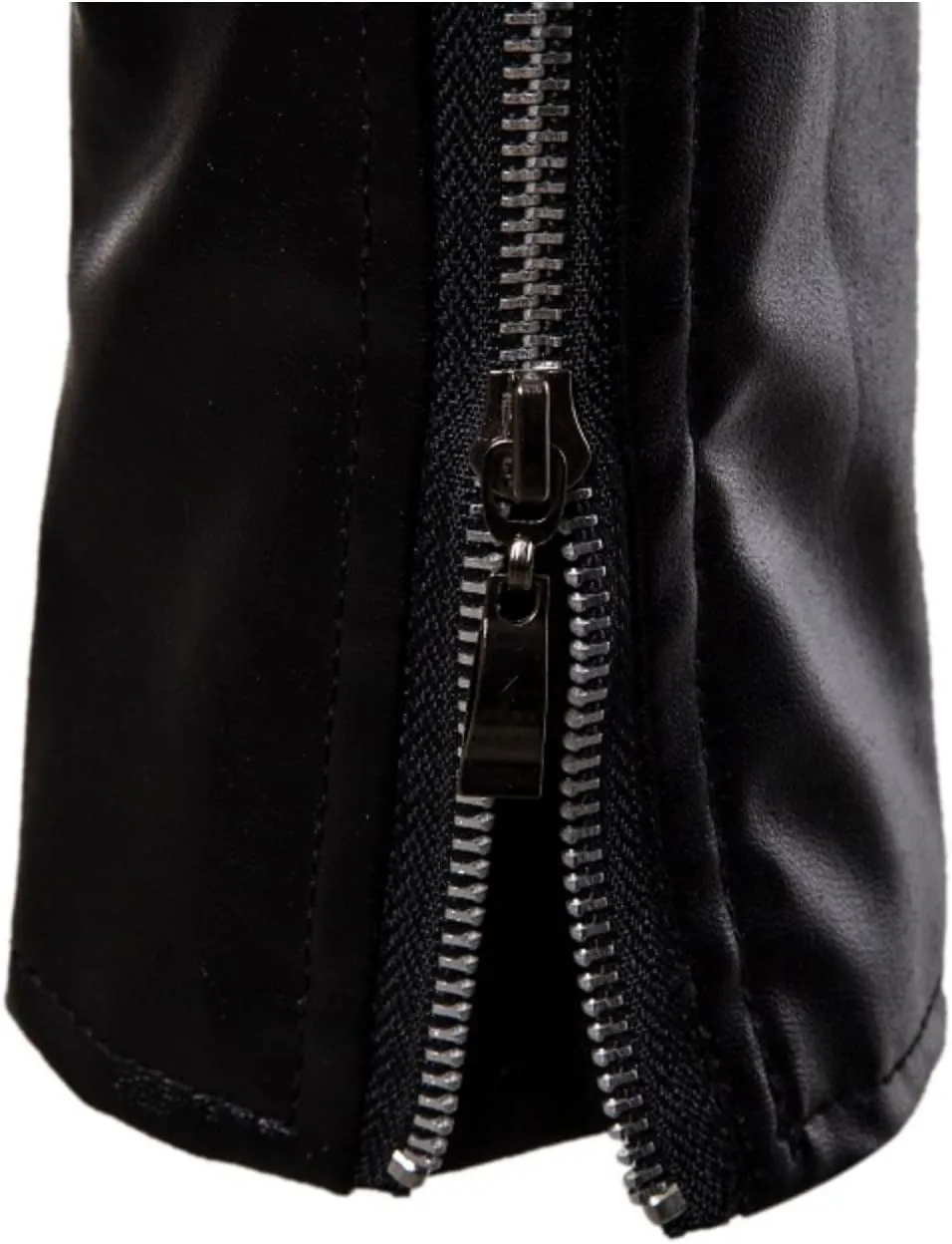 Maiyifu-GJ Men Faux Leather Motorcycle Jacket Asymmetric Zipper Slim Outwear Overcoat Retro Notched Lapel Pu Biker Coat (BlackA1,Large)