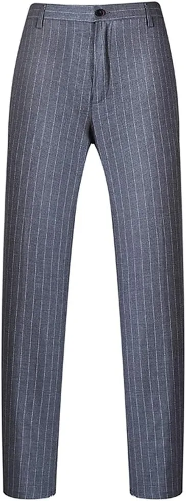 Mens 3 Piece Suit Formal Pinstripe Slim Fit Notched Lapel Dress Blazer Vest Trousers Set