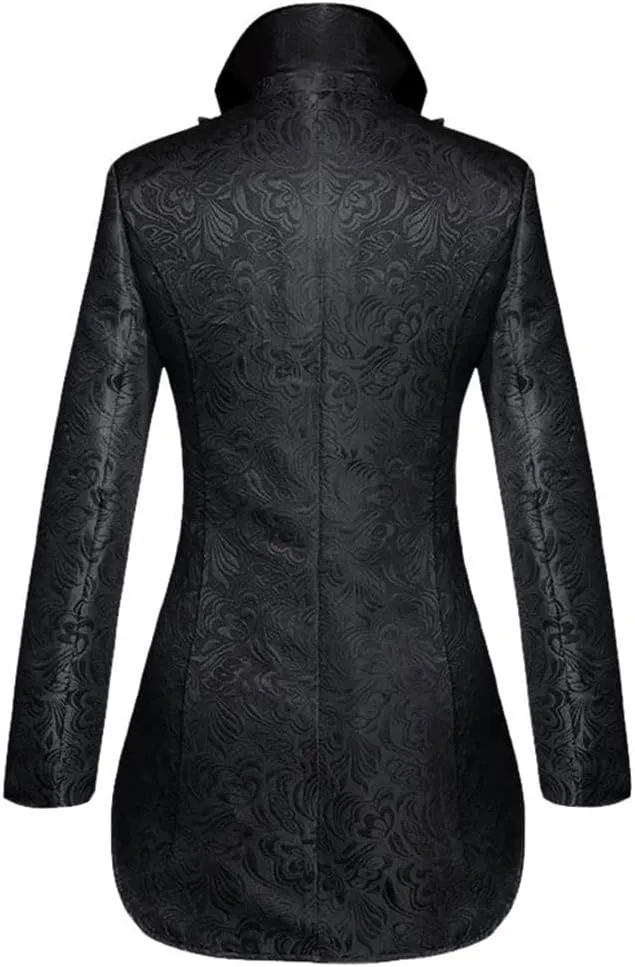 Men's Gothic Jacquard Tuxedo Blazer Medieval Victorian Double Breasted Tailcoat Formal Wear Dinner Jacket