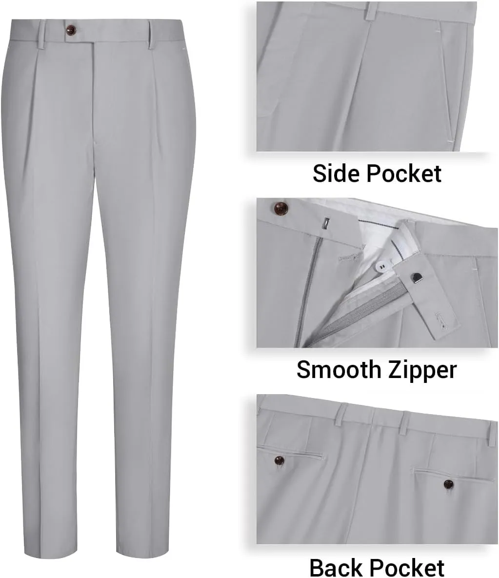Mens Vest Pants Suits Set 2 Pieces Slim Fit Groomsmen Suit for Men Formal