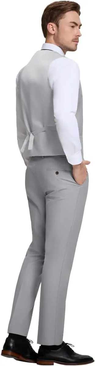 Mens Vest Pants Suits Set 2 Pieces Slim Fit Groomsmen Suit for Men Formal