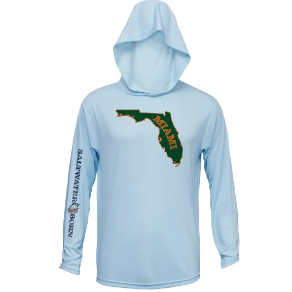 Miami Orange and Green Long Sleeve UPF 50  Dry-Fit Hoodie