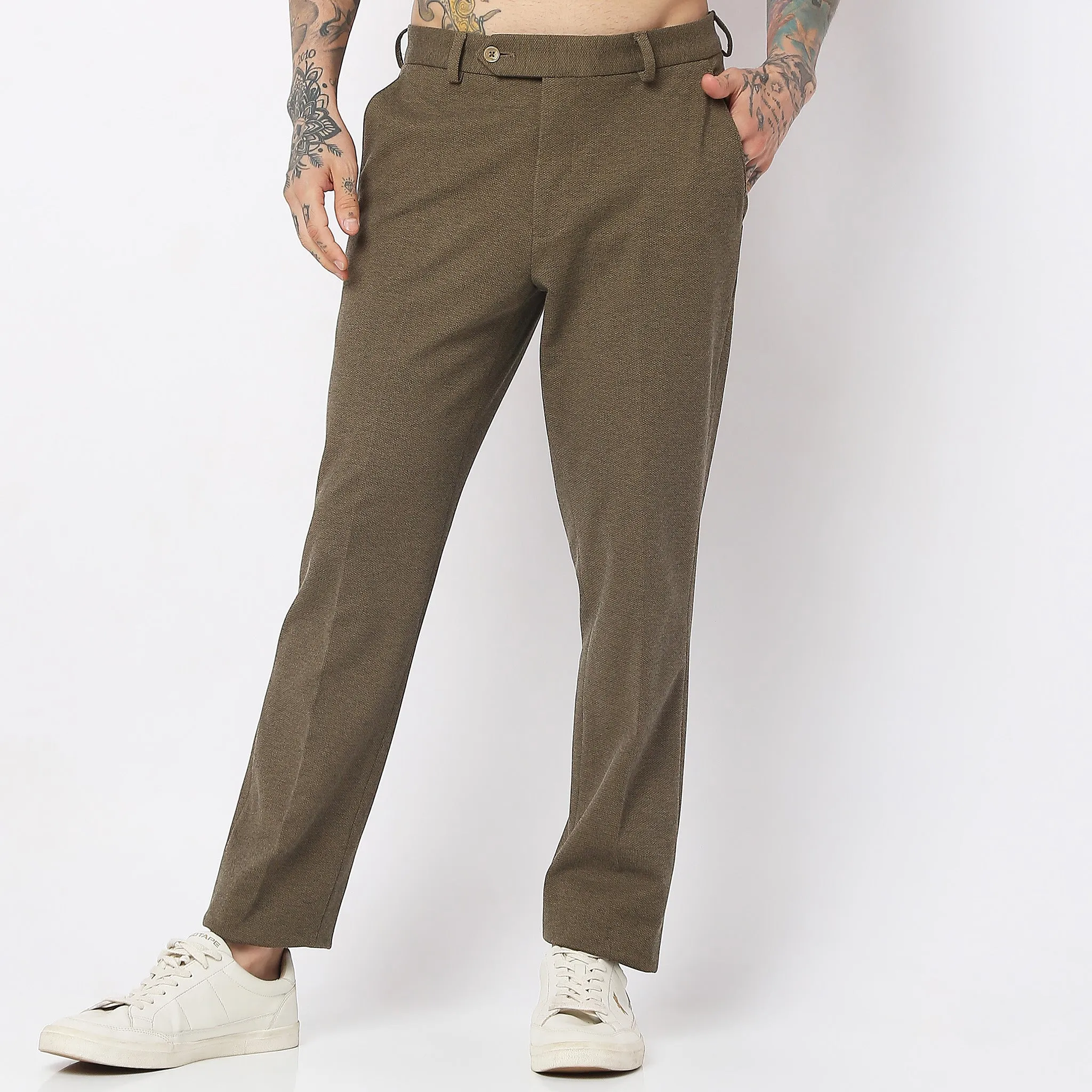 Mid Rise Knit Formal Trouser