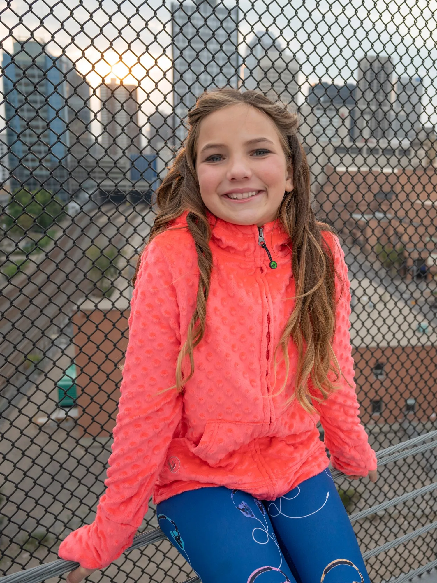 Minky Bubble Zip Hoodie - Coral