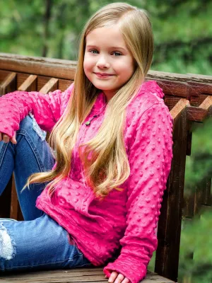 Minky Bubble Zip Hoodie - Fuchsia