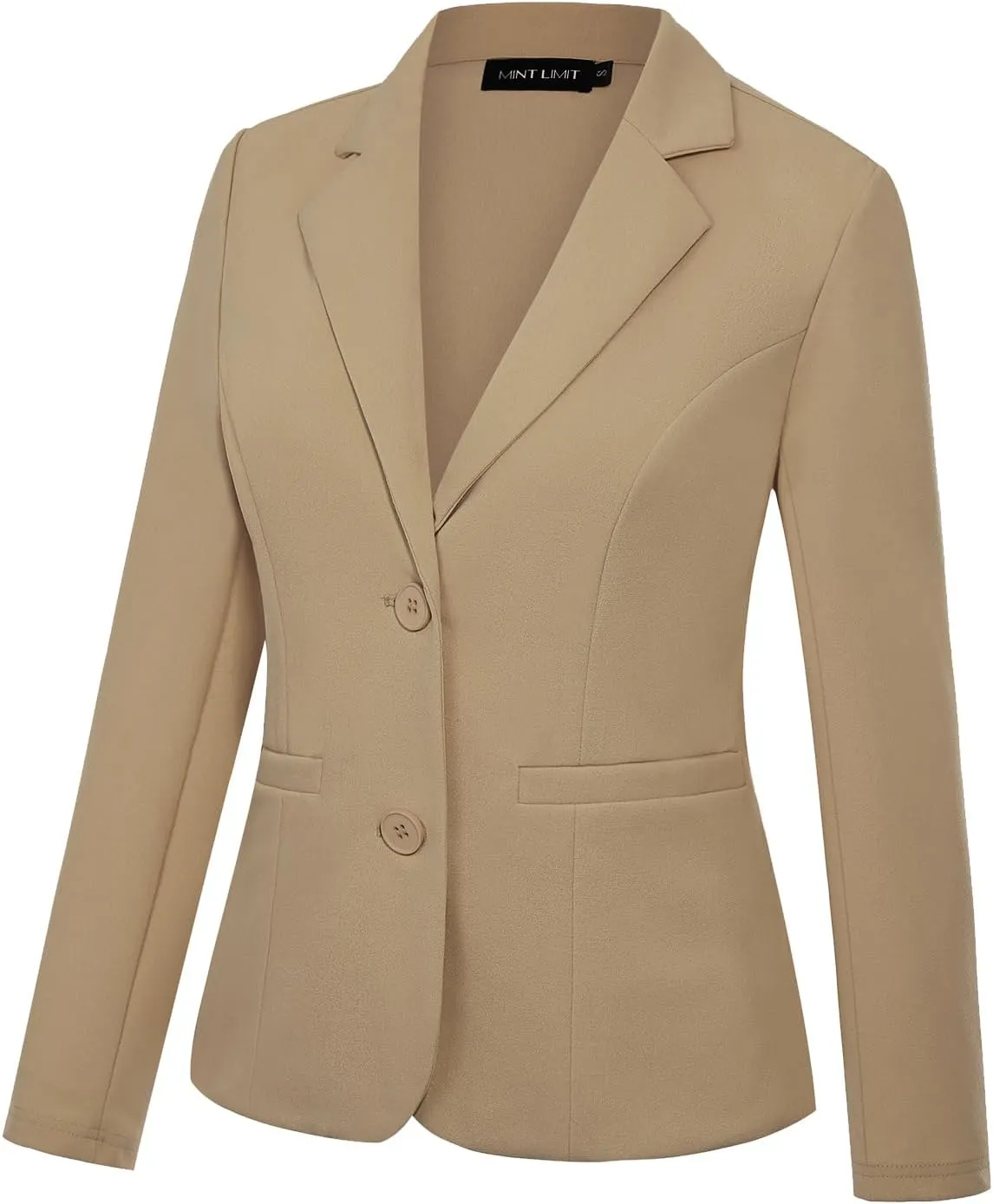 MINTLIMIT Women's Button Front Blazers Long Sleeve Lapel Stretch Casual Office Work Business Blazer Suit Jacket with Pockets