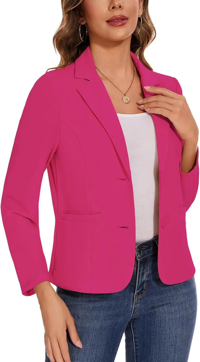 MINTLIMIT Women's Button Front Blazers Long Sleeve Lapel Stretch Casual Office Work Business Blazer Suit Jacket with Pockets