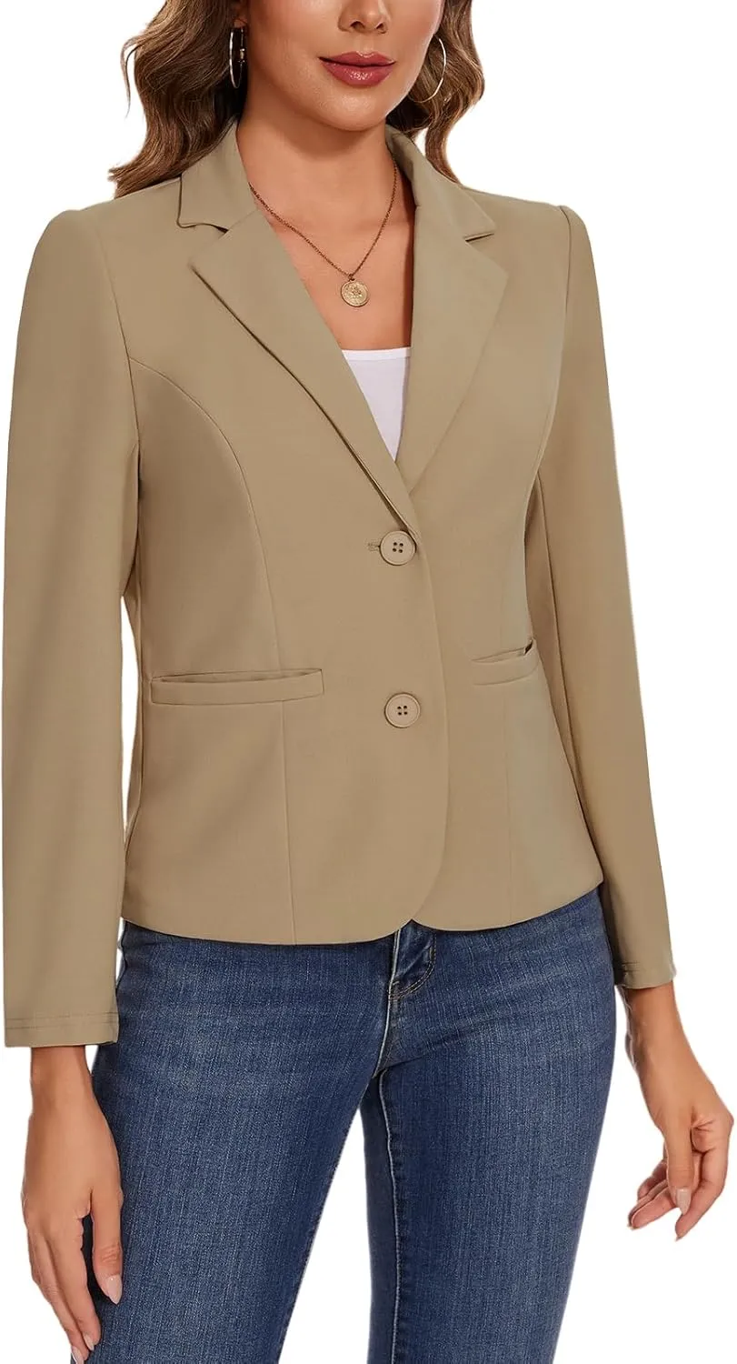 MINTLIMIT Women's Button Front Blazers Long Sleeve Lapel Stretch Casual Office Work Business Blazer Suit Jacket with Pockets