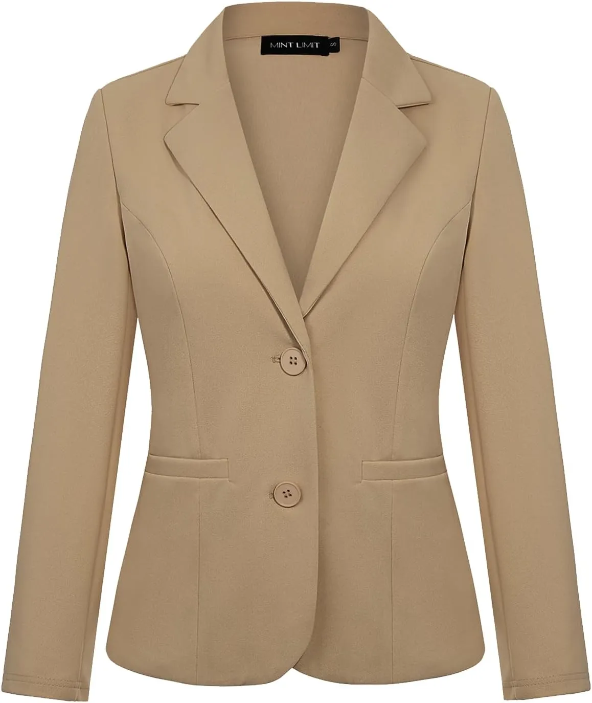 MINTLIMIT Women's Button Front Blazers Long Sleeve Lapel Stretch Casual Office Work Business Blazer Suit Jacket with Pockets