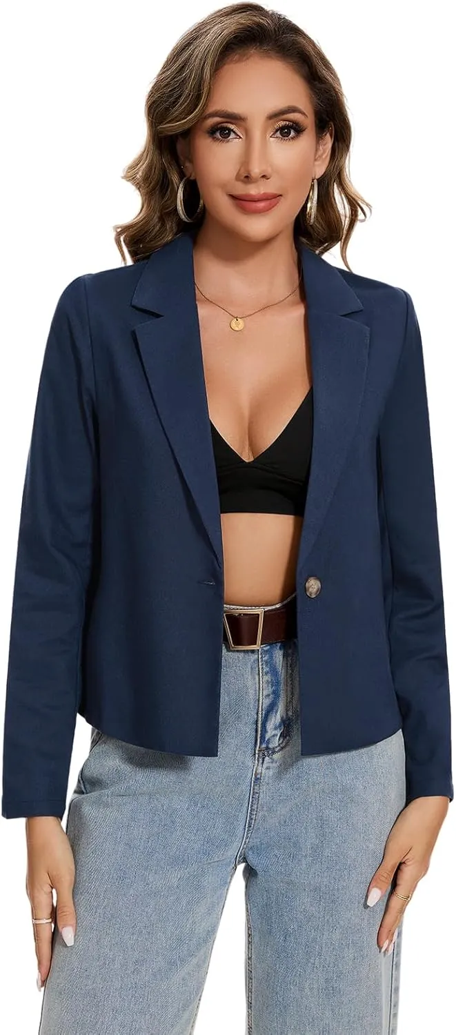 MINTLIMIT Womens Cotton Linen Blazer Long Sleeve Casual Work Office Lightweight Lapel Button Blazers Jacket with Pockets