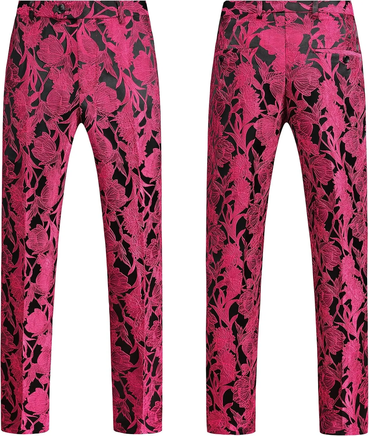 MOGU Mens 3 Piece Floral Suit Jacquard Dress Tuxedo Suit Set for Wedding Prom Jacket Vest Pants with Bow Tie