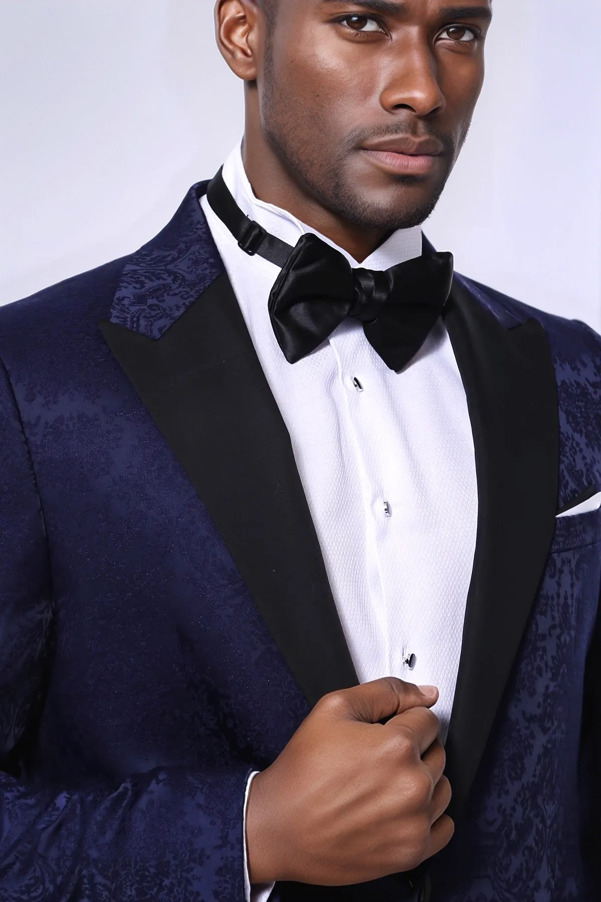 Navy Blue Patterned Party Blazer - Wessi