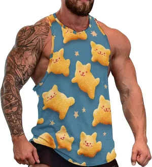 Nuggets Funny Cats Men's Activewear Tank Tops Gym Sleeveless Muscle T Shirts Workout Tees Vest