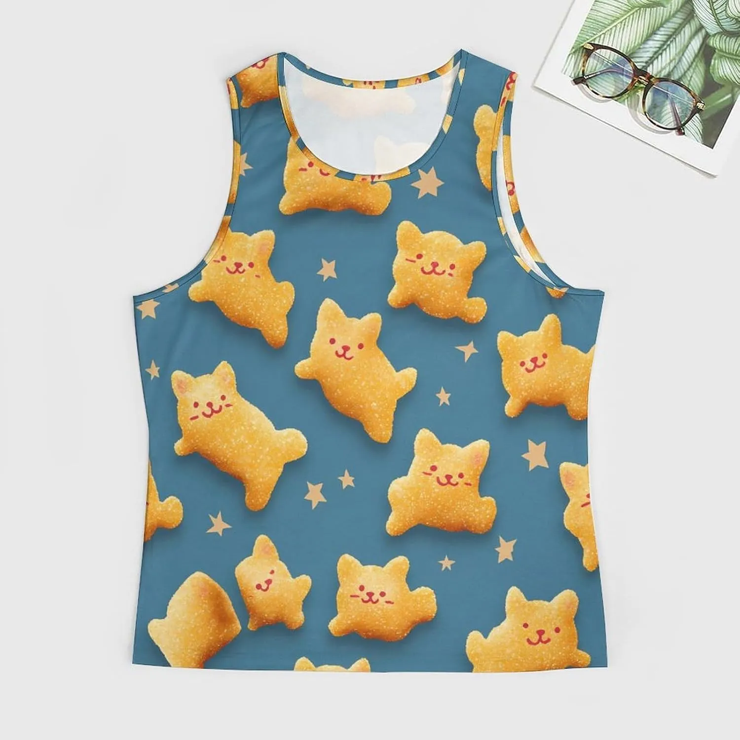 Nuggets Funny Cats Men's Activewear Tank Tops Gym Sleeveless Muscle T Shirts Workout Tees Vest