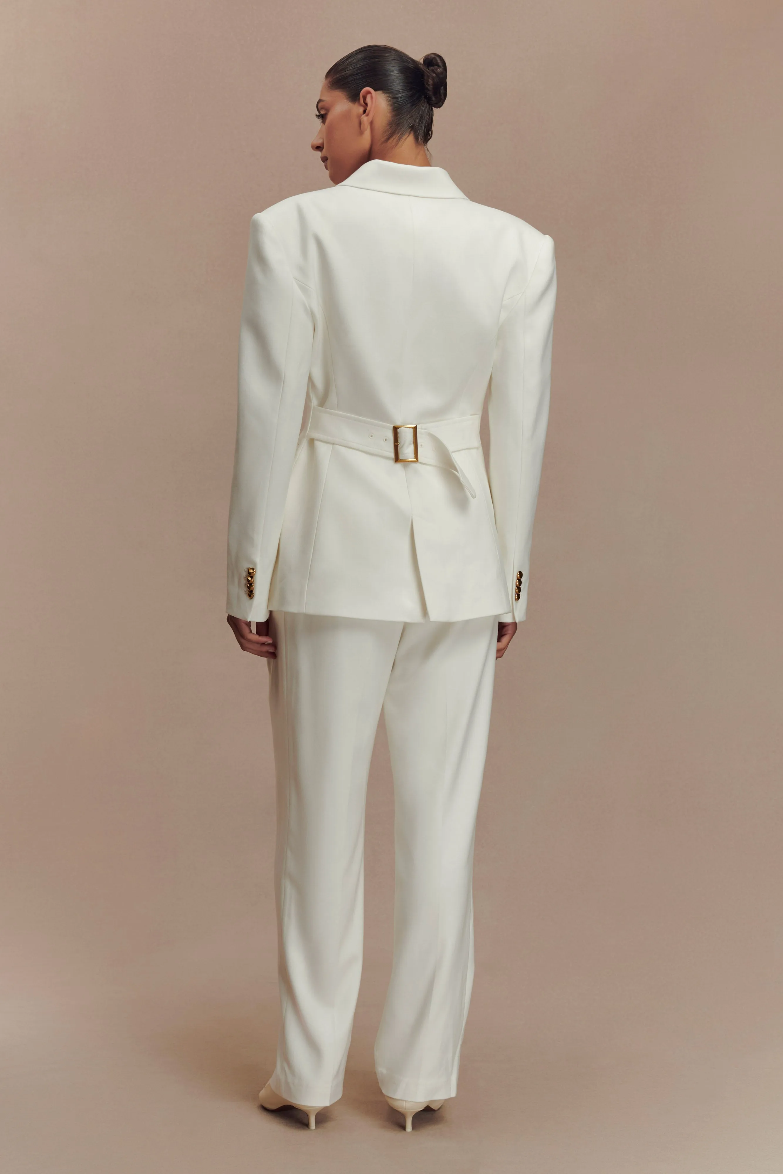 Penelope Pleated High Waisted Pants - Ivory