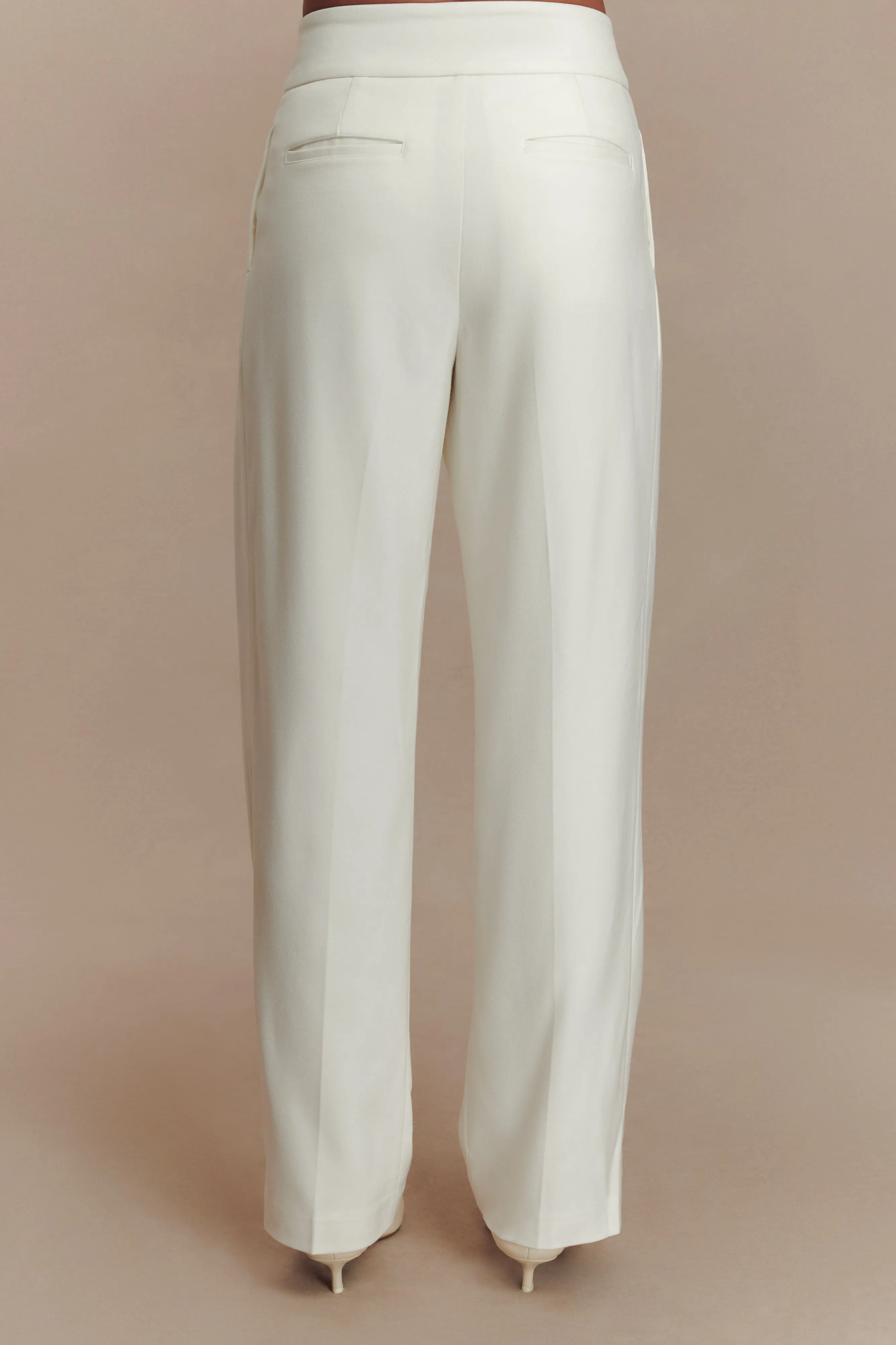 Penelope Pleated High Waisted Pants - Ivory
