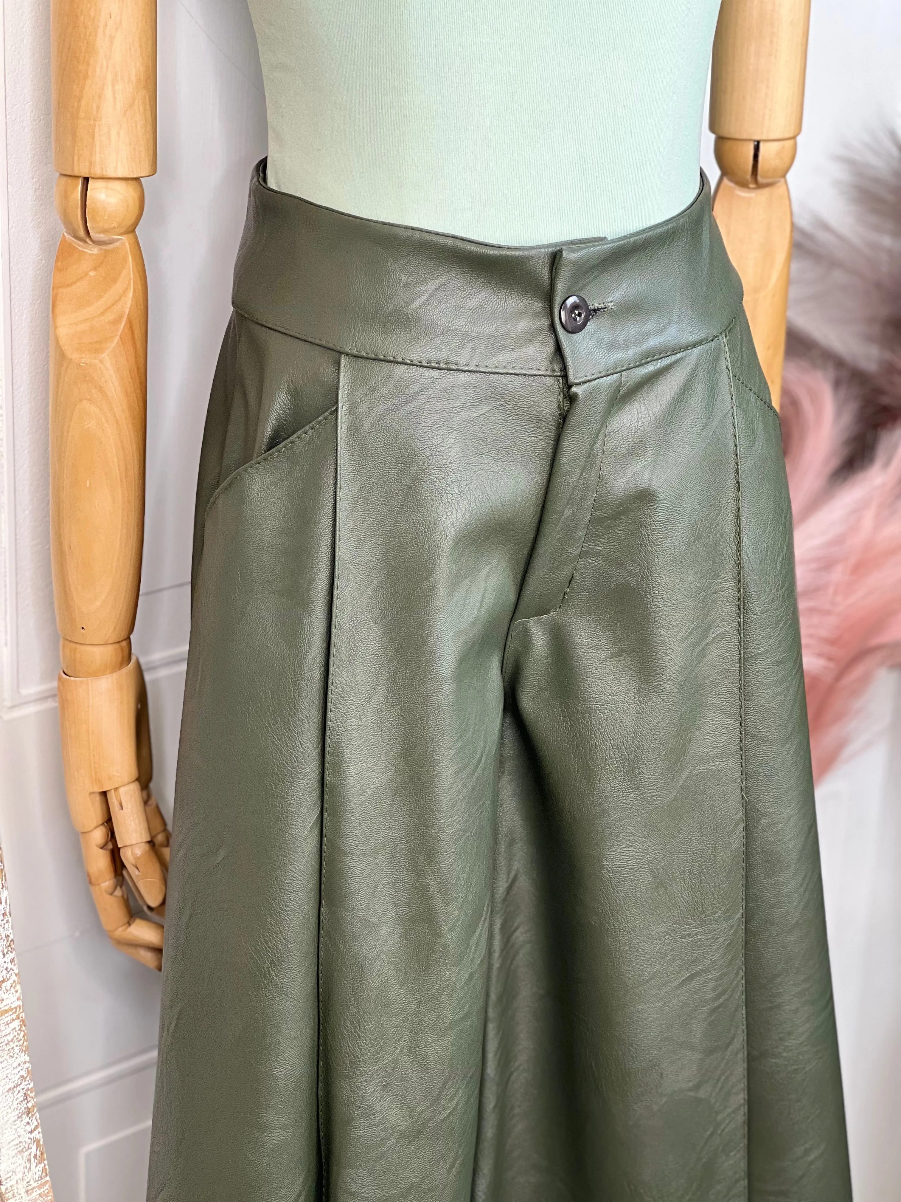 Perla Faux Leather Gaucho Pants